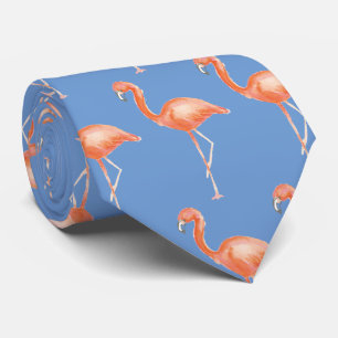 Pink and blue flamingo tie