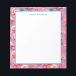 Pink And Blue Flamingos Tropical Pattern Monogram Notepad<br><div class="desc">Pink And Blue Flamingos Tropical Pattern Monogram Notepad. Pretty elegant trendy preppy pattern design. Personalise this custom design with your name.</div>