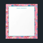 Pink And Blue Flamingos Tropical Pattern Monogram Notepad<br><div class="desc">Pink And Blue Flamingos Tropical Pattern Monogram Notepad. Pretty elegant trendy preppy pattern design. Personalise this custom design with your name.</div>