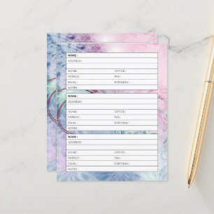 Pink and blue floral address book page