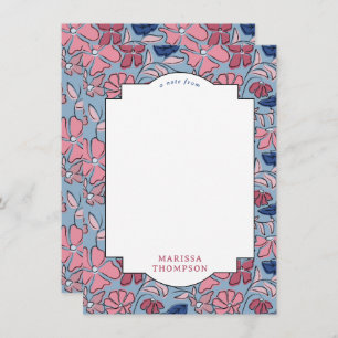 Pink and Blue Floral Block Print Boy Birthday Card