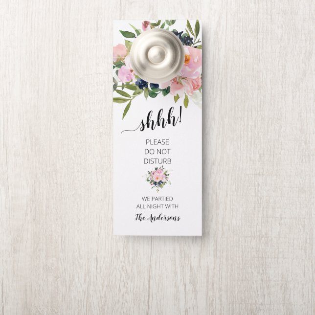 Pink and Blue Floral Door Hanger (On Knob)