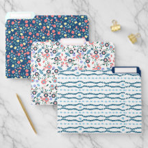 Pink and Blue Floral File Folders