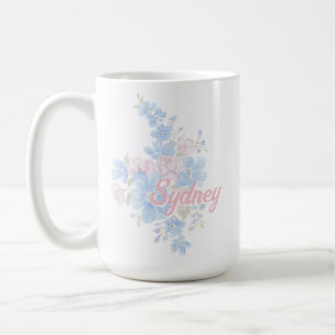 Pink and Blue Floral Grandmillennial   Name Coffee Mug