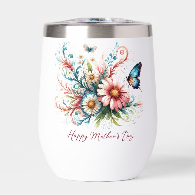 Pink and blue floral Happy Mother's Day (Front)