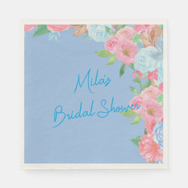 pink and blue floral napkin (Front)