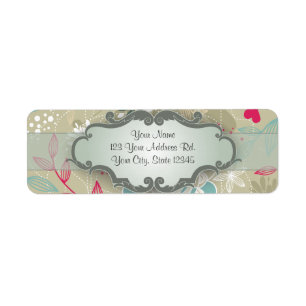 Pink and Blue Floral on Tan with Nameplate