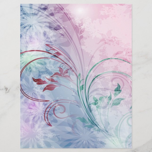 Pink and blue floral origami paper (Front)