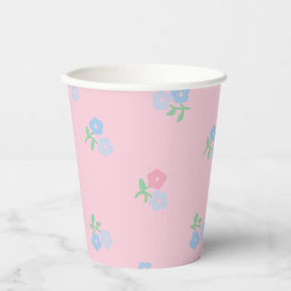 Pink and Blue Floral Paper Cups