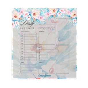 Pink and blue  floral personalised planner notepad