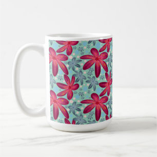 Pink and Blue Floral Seamless Pattern Coffee Mug