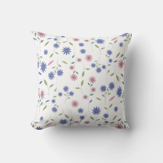 Pink and Blue Floral Seamless Pattern Cushion
