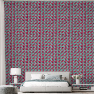 Pink and Blue Floral Seamless Pattern Wallpaper