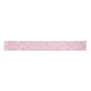 Pink and Blue Floral Stain Ribbon Satin Ribbon