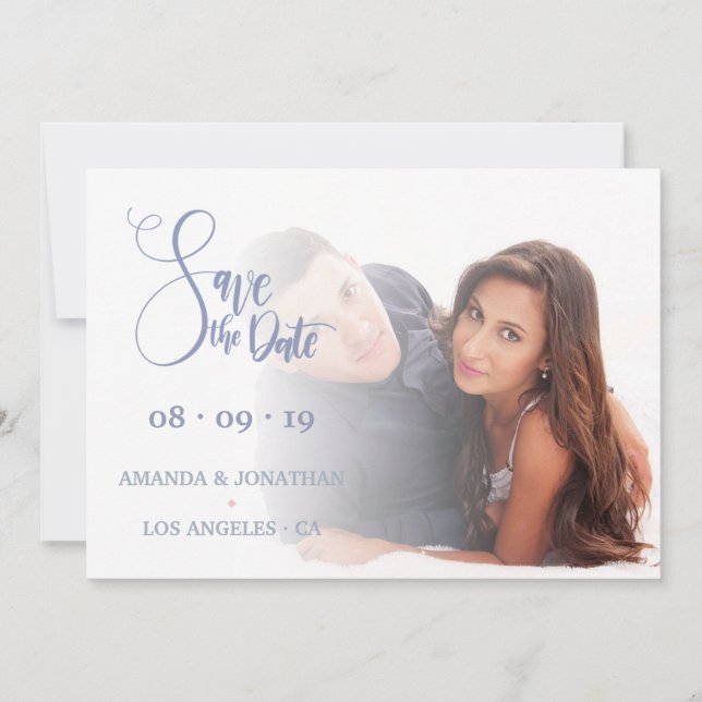 Pink and blue floral Wedding Save the Date photo (Front)