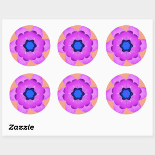 pink and blue flower classic round sticker