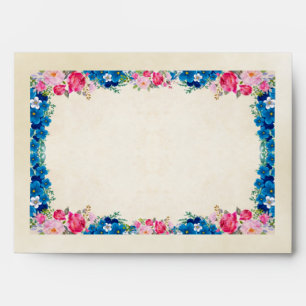 Pink and Blue Flower Frame Fancy Envelope