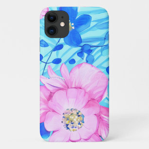 Pink and Blue Flowers iPhone / iPad case