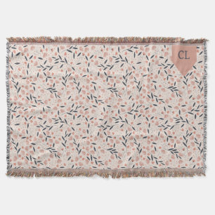 Pink and Blue Flowers Rustic Cottagecore Throw Blanket
