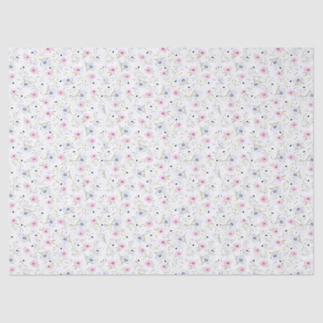 Pink and blue flowers tissue paper (Front)