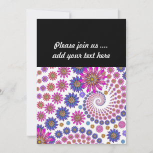 Pink and Blue Fractal Art Pattern Invitation