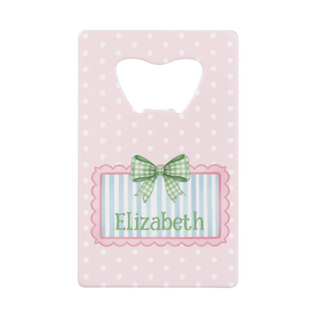 Pink and Blue Frame With Green Gingham Bow (Front)
