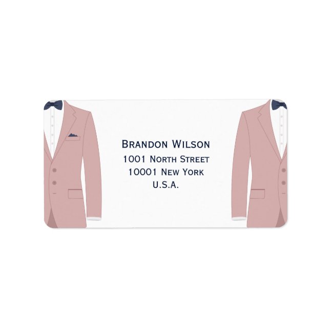 Pink And Blue Gay Wedding Address Labels (Front)