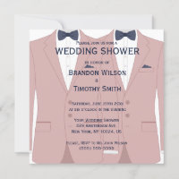 Pink And Blue Gay Wedding Shower Invitations