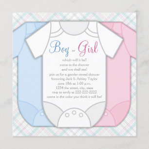 Pink and Blue Gender Reveal Baby Shower Invitation
