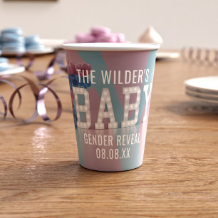 Pink and Blue Gender Reveal Paper Cups