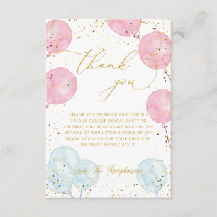 Pink and Blue Gender Reveal Thank You Card