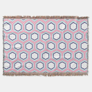 Pink and Blue Geometric Pattern Throw Blanket