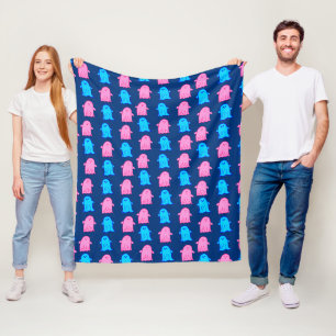 Pink and Blue Ghosts Fleece Blanket