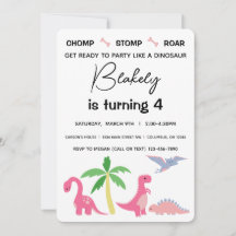 Pink and Blue Girl Dinosaur Birthday