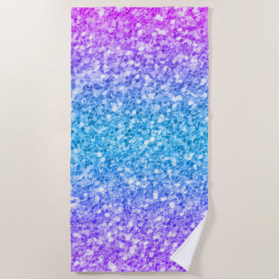 Pink and Blue Glam Glitter Pattern Beach Towel