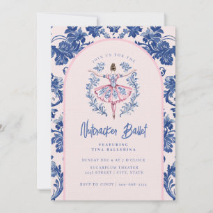 Pink and Blue Grandmillennial Nutcracker Ballet Invitation