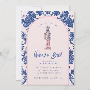 Pink and Blue Grandmillennial Nutcracker Ballet Invitation