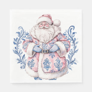 Pink and Blue Grandmillennial Santa Napkin
