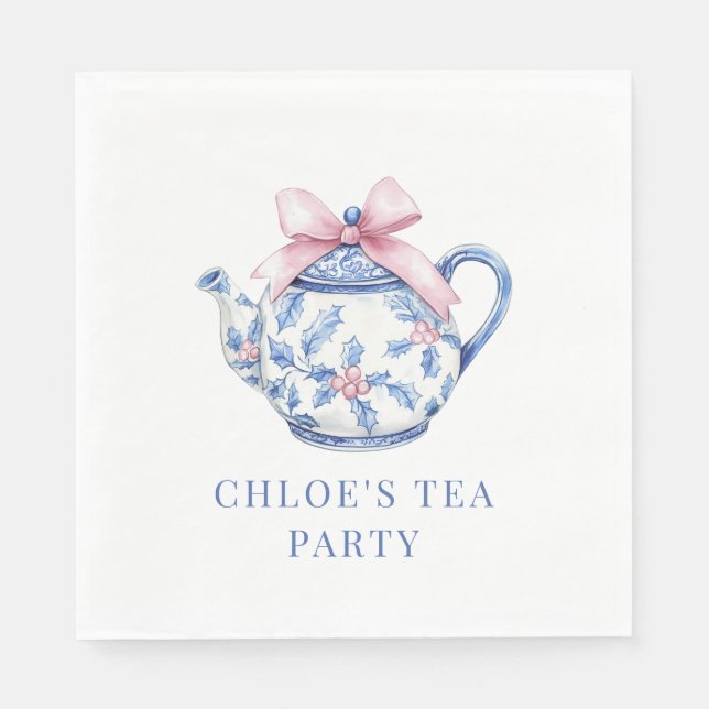 Pink and Blue Grandmillennial Tea Party Napkin (Front)