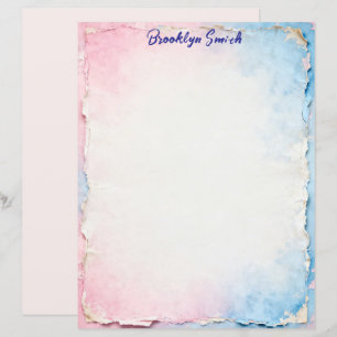 Pink and Blue Grunge Stationery Paper