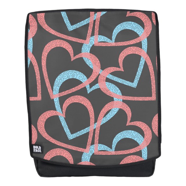 Pink And Blue Hearts Backpack (Front)