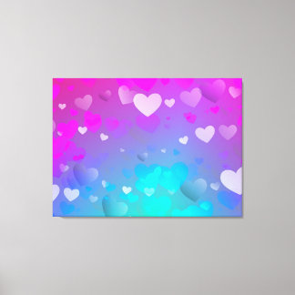 Pink and Blue Hearts Canvas Print