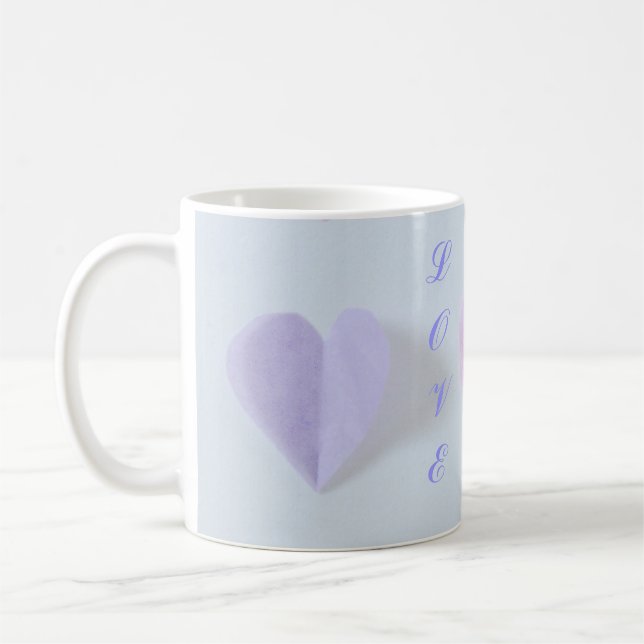 Pink and Blue Hearts Coffee Mug (Left)