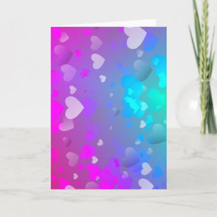 Pink and Blue Hearts Holiday Card