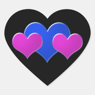 pink and blue hearts on black background heart sticker