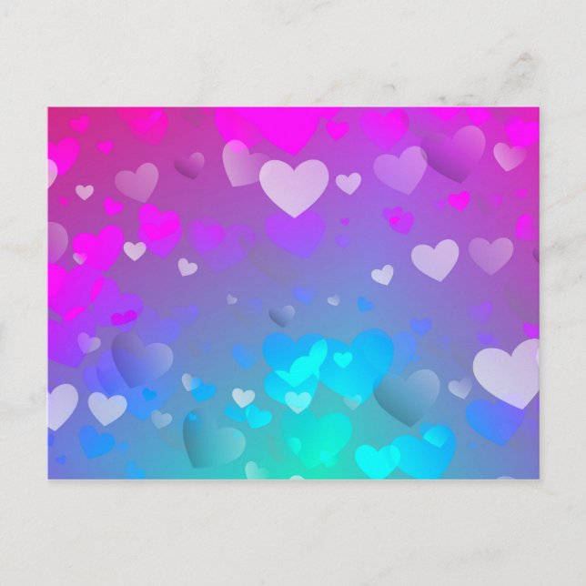 Pink and Blue Hearts Postcard (Front)