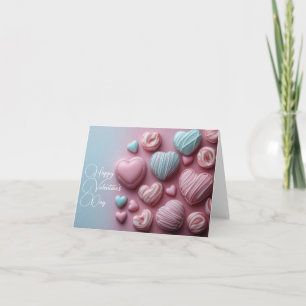 Pink and Blue Hearts Valentine's Greeting Card