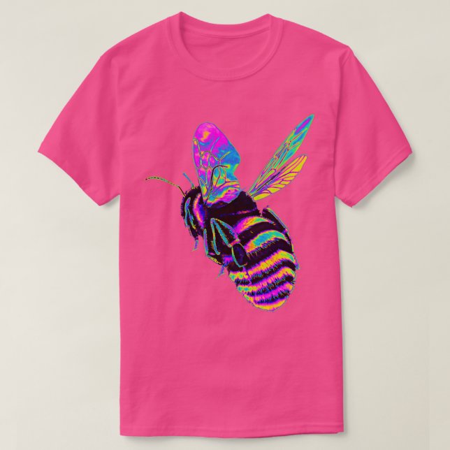 Pink and Blue Holo Bumble Bee T-Shirt (Design Front)