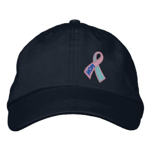 Pink and Blue Hope Cancer Ribbon Awareness Embroidered Hat
