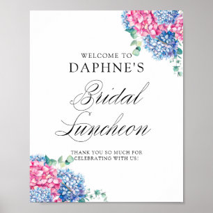 Pink and Blue Hydrangeas Bridal Luncheon Welcome Poster